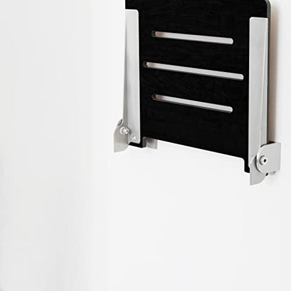 Seachrome 18 inch Silhouette Slimline Folding Wall Mount Shower Bench Seat, Matte Black Seat with Silver Frame - color: Matte Black Seat With Silver Frame