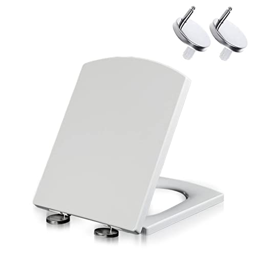 Modern Luxury White Square Toilet Seat Lid with Quick Release and 360 Adjustable Hinges, Easy Clean, Wit-03a Color Options - size: 03b