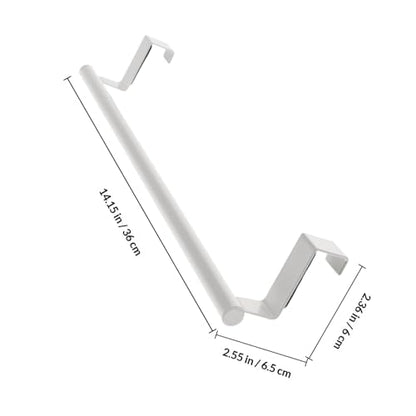 Cabinet Towel Rack Stainless Steel Single Bar Over Door Holder for Kitchen | And Bathroom Hanging Dish Cloth Storage Organizer White Large
