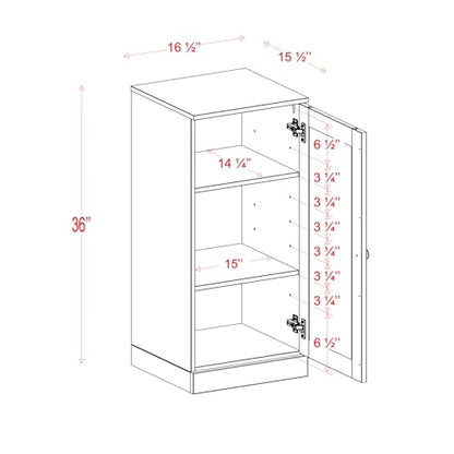 100% Solid Wood 16.5"" Bathroom Storage Cabinet with Shaker Door & Adjustable Shelves - color: Green, style: Shaker Door