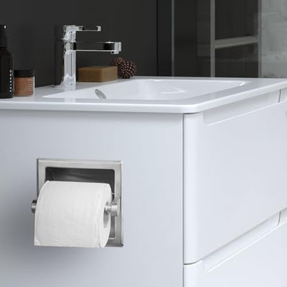 JunSun Recessed Toilet Paper Holder Brushed Nickel Stainless Steel Toilet Paper Roll Holder Tissue Holder Modern Tissue Roll Holder 6" X 6" Square Jumbo Mega Roll Holder Rear Mounting Bracket Included - color: Brushed Nickel