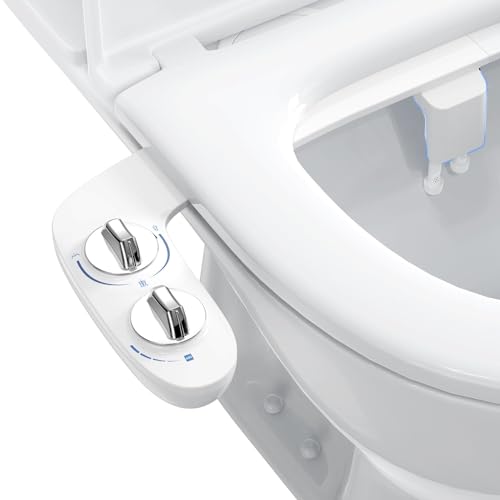 Toilet Bidet Attachment, Non-Electric Dual Nozzle (Feminine/Bidet Wash), Self-Cleaning Fresh Cold Water Sprayer Bidets for Toilets with Adjustable Water Pressure (Dual Knob, Chrome) - color: Chrome, Solo Cold