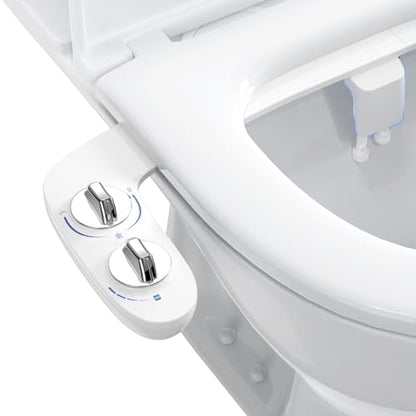 Toilet Bidet Attachment, Non-Electric Dual Nozzle (Feminine/Bidet Wash), Self-Cleaning Fresh Cold Water Sprayer Bidets for Toilets with Adjustable Water Pressure (Dual Knob, Chrome) - color: Chrome, Solo Cold