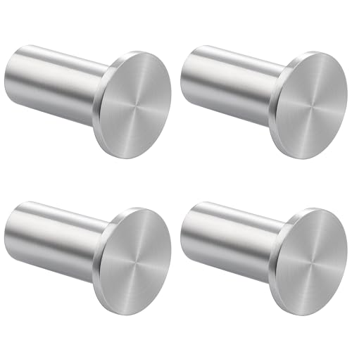 SAYAYO Brushed Nickel Towel Hooks for Bathrooms, Heavy Duty Wall Hooks | Modern Coat Hook for Hanging, SUS 304 Stainless Steel Robe Hook, 4 PCS - color: Brushed Nickel