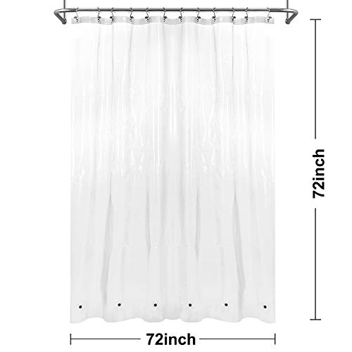 Barossa Design Heavy Duty Shower Curtain Liner with 6 Magnets, Clear, 72x72 | 8G Thick PEVA, 6 Bottom Magnets, Waterproof Vinyl & See Through, Metal Grommets, Heavy Plastic Shower Curtain for Bathroom - color: 1b. Clear-heavy, size: 72"W x 72"L (Pack of 1