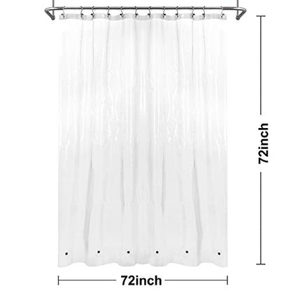 Barossa Design Heavy Duty Shower Curtain Liner with 6 Magnets, Clear, 72x72 | 8G Thick PEVA, 6 Bottom Magnets, Waterproof Vinyl & See Through, Metal Grommets, Heavy Plastic Shower Curtain for Bathroom - color: 1b. Clear-heavy, size: 72"W x 72"L (Pack of 1