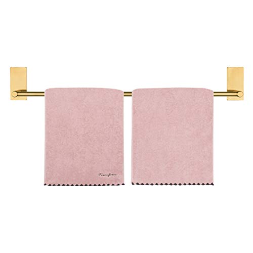 NearMoon Self Adhesive Bathroom Towel Bar- Stainless Steel Bath Wall Shelf Rack Hanging Towel Stick On Sticky Hanger Contemporary Style, NO Drilling (1 Pack, Brushed Gold, 24-Inch Towel Rack) - color: Brushed Gold, size: 24-Inch