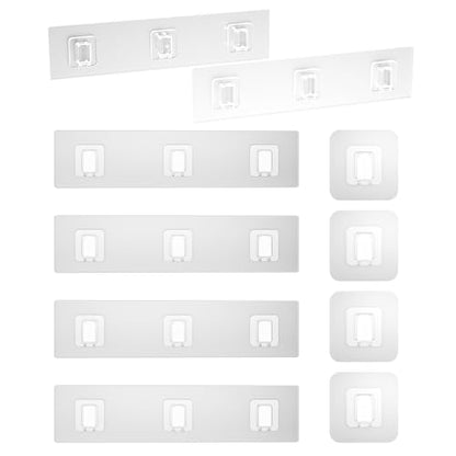 10 Pack Shower Caddy Adhesive Replacement, Waterproof Shower Shelf Adhesive Strips, Strong Adhesive Flat Hooks for Bathroom Storage Shelves and Kitchen Racks No Drilling, Clear - color: Transparent-10 Pack