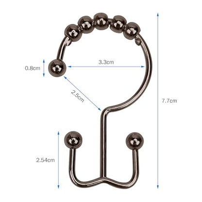 24er Pack Shower Curtain Hooks Rings, Rust Resistant Metal Double Glide Shower Hooks Rings for Bathroom Shower Rods Curtains, Stainless Steel Curtain Hooks (Brown) - color: Brown