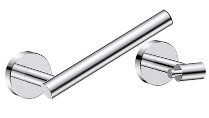 FORIOUS Commercial Toilet Paper Holder Wall Mount Bathroom Tissue Holder | Chrome | SUS304 Stainless Steel Rustproof | Double Post Pivoting Toilet Paper Roll Holder | Screw-In | Round Base - color: Chrome