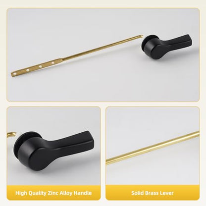 Universal Black Metal Toilet Handle Replacement, Solid Brass, Front Mount | Toilet Flush Handle Lever with Adjustable Stainless Steel Chain, Compatible with Kohler, American Standard, TOTO, Mansfield - color: Matte Black, style: Front Mount Design