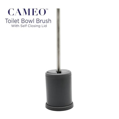 Toilet Bowl Cleaning Brush, Self-Closing Lid, Stainless-Steel Holder, 360 Degree Brush Head, Fingerprint-Proof, Rust Resistant, Compact Size (1 Pack, Grey) - color: Gray