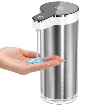 Automatic Soap Dispenser Touchless, 11.8oz/350ml Stainless Steel Hand Soap Dispenser with 4-Level Adjustable Rechargeable Sensor Dispenser Pump,Liquid Soap Dispenser for Kitchen Bathroom