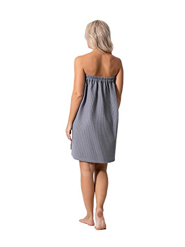 Robe Direct Quick Dry, Lightweight Waffle Spa/Bath Wrap with Adjustable Closure & Elastic Top - color: Gray, size: Small-Medium