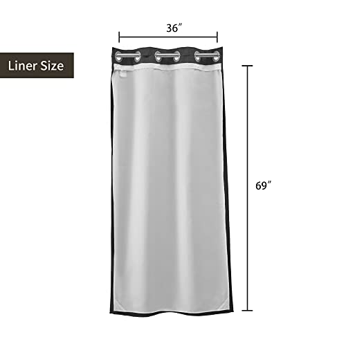 River Dream 36" W Stall Waffle Weave No Hook Shower Curtain with Snap-in Liner,Cotton Blend Fabric Shower Curtain for Bathroom,Black,36Wx74L - color: Black, size: 36"W x 74"L (Pack of 1)