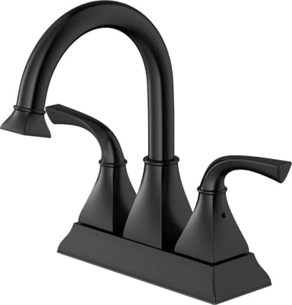 Centerset Bathroom Faucet, 4 Inch Two Handle Matte Black Lavatory Bathroom Sink Faucet with Push up Pop-up Drain,F-4015-MT - color: Matte Black, size: Standard