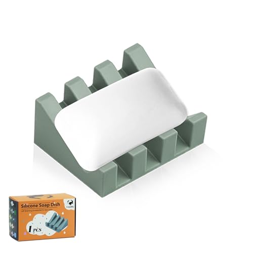 Self Draining Soap Dish Holder,Silicone Soap Dish,for Bathroom,Kitchen, Sponges，Can Extend Soap Life，Keep Soap Bars Dry and Easy Cleaning (Green,1-Pack) - color: Green,1-pack