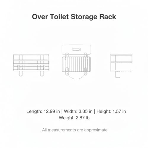 Over Toilet Storage Rack, Iron Bathroom Shelf with Baked Enamel Finish, Wall Mounted Vertical Organizer for Small Bathrooms, 13-Inch Width (1 PC) - color: White