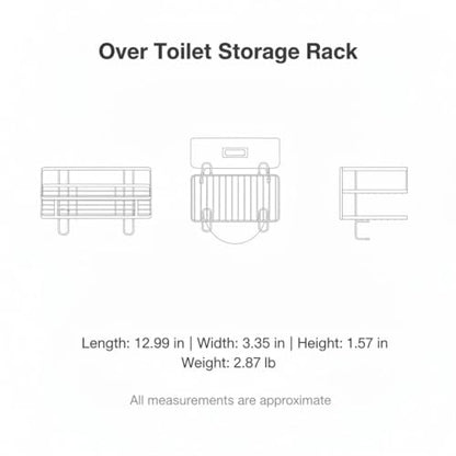 Over Toilet Storage Rack, Iron Bathroom Shelf with Baked Enamel Finish, Wall Mounted Vertical Organizer for Small Bathrooms, 13-Inch Width (1 PC) - color: White