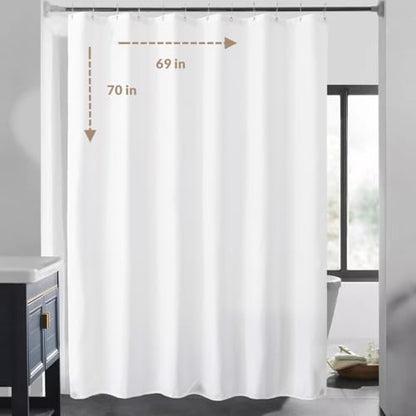 Felisa Waterproof Fabric Shower Curtain Liner with 3 Large Magnets, 69 x 70 inches Light-Weight & Soft Cloth Shower Curtain Liner,Washable White Shower Curtain for Bathroom - color: White, size: 69"W x 70"L (Pack of 1)