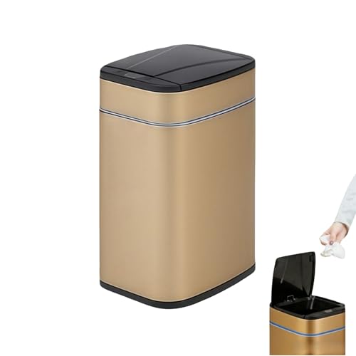 Smart Trash Can, Sensor Opening and Closing (1, Square Gold) | Automatic Trash Can for Living Room, Bedroom, Kitchen and Bathroom - color: Square Gold