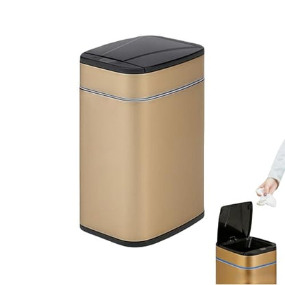 Smart Trash Can, Sensor Opening and Closing (1, Square Gold) | Automatic Trash Can for Living Room, Bedroom, Kitchen and Bathroom - color: Square Gold