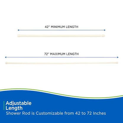 Kenney KN609L/87 Twist & Fit No Tools Spring Tension Standard Shower Curtain Rod with Non-Slip, Non-Scratch Ends, 42-72" Adjustable Length, Easy Install, Cream, 1" Diameter Rust Resistant Steel Tube - color: Alabaster