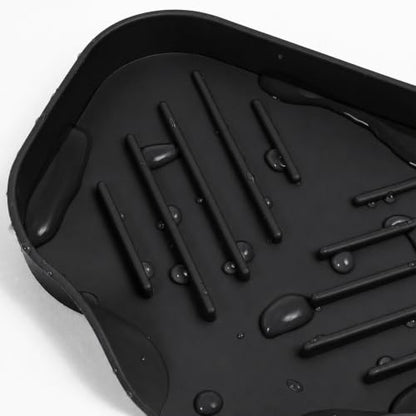 2 PCS Silicone Soap Dish with Drain, Soap Holder Sponge Drain Rack, Self-Draining Sink Organizer Tray for Kitchen & Bathroom - color: Black