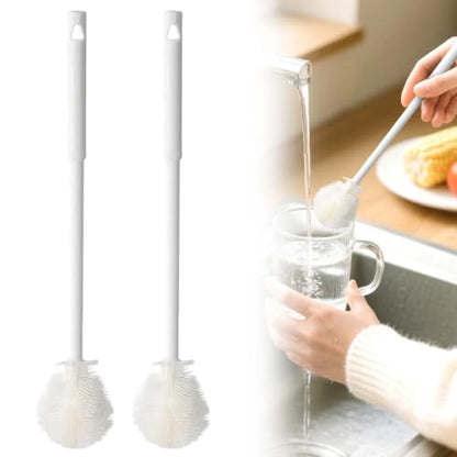 360° Flexible Silicone Bottle Brush with Long Handle, 2025 New Bottle Cleaning Brush, Deep Cleaning Brush for Narrow Neck Bottles, Water Bottles, Baby Bottles, Flasks Soft Bottle Brush (2PC) - color: 2pc