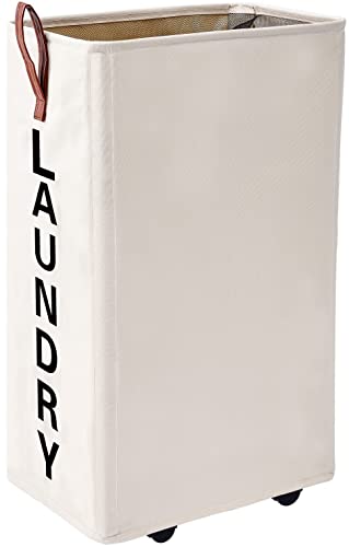 70L Large Rolling Laundry Hamper - Tall Narrow Basket With Wheels, Slim Clothes Bin, 27.5" Beige - color: Beige/L, size: Slim Pro 27.5"