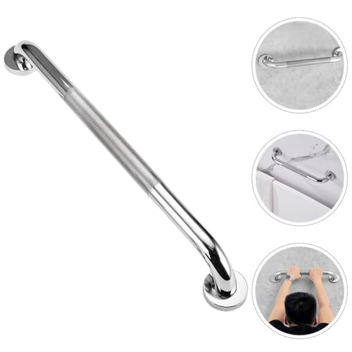 Veemoon Stainless Steel 40cm Non-Slip Grab Bar for Bathtub and Shower, Knurled Safety Handrail with Peened Texture, Bathroom Support Rail for Elderly and Disabled Users