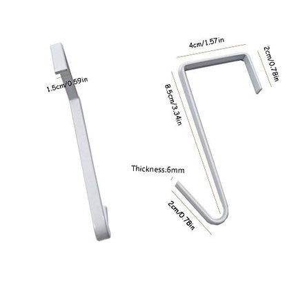 OJYUDD 12 Pack White Smart Over The Door Hook,2 Side Metal Z Hooks,S Hooks for Hanging Coats,Bags,Towels for Bathroom,Kitchen,Office