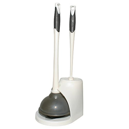 Clorox Toilet Plunger and Brush Bowl Set with Holder Caddy Storage for Cleaning Bathroom and Unclogging Toilets, White & Gray (Pack of 12) - size: 12-Pack