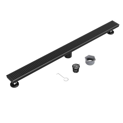 Neodrain 36" Linear Shower Drain, Matte Black 304 SS Bathroom Linear Drain | Black Shower Drain with Quadrato Grate& Adjustable Feet, Long Rectangle Shower Floor Drain in Bathroom, Balcony etc,cUPC - color: Matte Black, size: 36 In