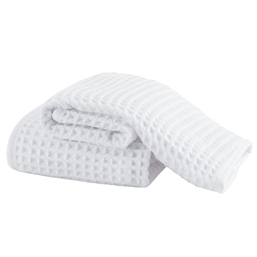 Microfiber Waffle Face Towels, 2 Pieces, Soft, Absorbent, Fast Drying, Lint Free 430 GSM (White) - color: White