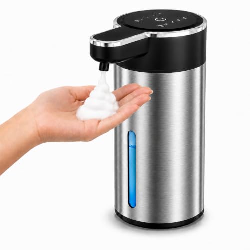 Automatic Foaming Soap Dispenser, Touchless Stainless Steel (Black, Foam) | 13.5 oz Capacity, 4 Adjustable Levels, USB Rechargeable Foaming Soap Dispenser for Bathroom and Kitchen - color: Black, size: Foam