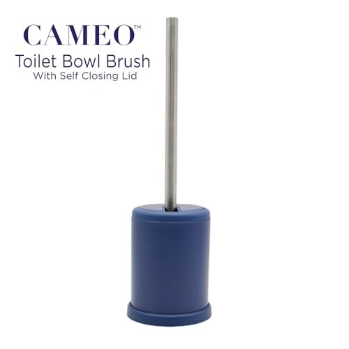 Toilet Bowl Cleaning Brush, Self-Closing Lid, Stainless-Steel Holder, 360 Degree Brush Head, Fingerprint-Proof, Rust Resistant, Compact Size (1 Pack, Navy) - color: Navy