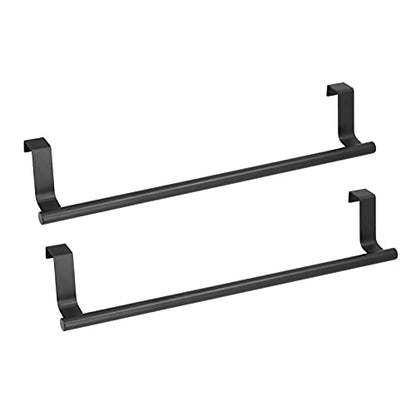 GOTOTOP Black Towel Holder Rack, 430 Stainless Steel Cabinet Door Towel Bar 23CM, No Drill Over Door Design, Space Saving for Bathroom Kitchen Home Hotel Hand or Dish Towels (36CM) - size: 36CM