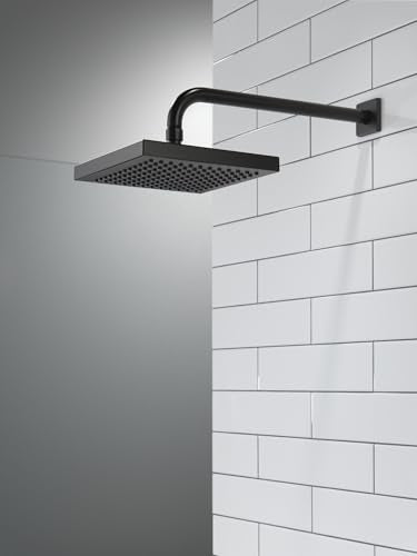 Delta Matte Black Rain Shower Head, 8 Inch Square Shower Head Rainfall, Overhead Rain Showerhead, 2.5 GPM Flow Rate, Matte Black RP50841BL - color: Matte Black, size: 2.5 GPM Water Flow