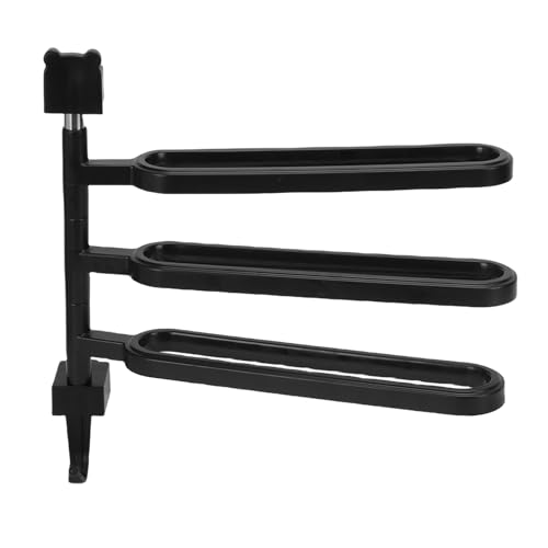 Emoshayoga Swivel Towel Rack High Strength ABS Multi Arm Towel Bar Wall Mounted for Bathroom Black 180 Degree Rotating 5 Units (3 Rods) - color: 3 Rods