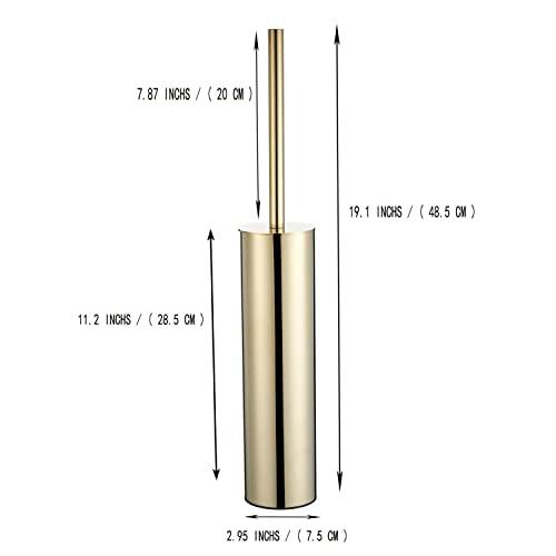 Freestanding Luxury Toilet Brush 304 Stainless Steel Toilet Brush and Holder 19-Inches Tall Round Rust Resistant Anti-Odor and Easy to Clean with Polished Gold Finished - color: 19-inch Round High Polished Gold