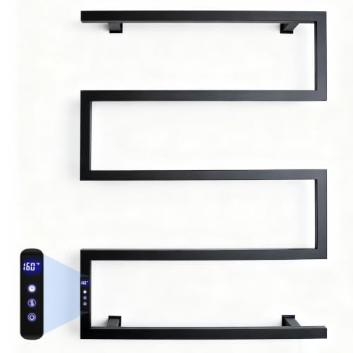 Wall Mounted Electric Towel Warmer Racks with Timer & Temperature Control, Black 5 Bar 304 Stainless Steel Heated Towel Racks for Bathroom Plug-in or Hardwired (Matte Black) - color: Matte Black