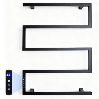 Wall Mounted Electric Towel Warmer Racks with Timer & Temperature Control, Black 5 Bar 304 Stainless Steel Heated Towel Racks for Bathroom Plug-in or Hardwired (Matte Black) - color: Matte Black