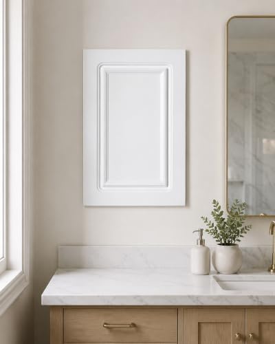 16” x 22” White Recessed Medicine Cabinet | Bathroom Storage Cabinet with Adjustable Shelves, Rust-Proof Design with Wooden Door | Modern Beveled Edge Wall Mounted Medicine Cabinets - color: White