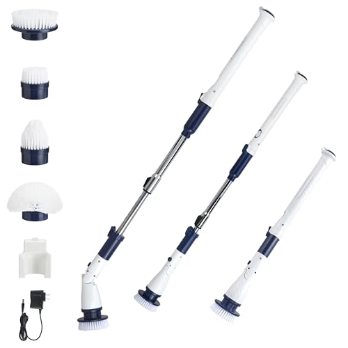 Casabella Power Spin Scrubber, Extendable to 47.5” – Cordless Electric Cleaner for Shower, Kitchen, Bathroom, Tile, Tub, Car, Deck - Rechargeable Spin Brush with Adjustable Brush Head & 4 Attachments - style: Extendable