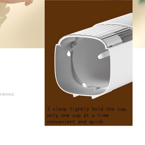 HAN SHENG Cup Dispenser, Holds 40 Cups, for 5-7.3cm Mouth Diameter Cups Only, Wall Mount Paper Cup Holder with Dust Cover for Bathroom, Kitchen, Office (White)