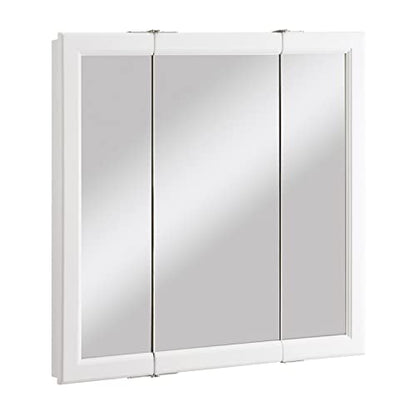 Design House Wyndham Tri-View Medicine Cabinet, 30", White | Wall Mount, Transitional, Wood, Bath, 545293-WHT - color: White, size: 30 in. W x 30 in. H
