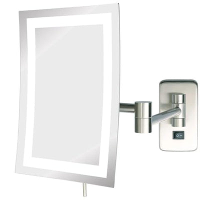 JERDON Hardwired Wall-Mount Makeup Mirror - 5X/1X - Nickel - JRT710NLD | 6.5" x 9" Rectangular Frame, LED Lighting, Direct Wire Install - color: Nickel Direct Wire