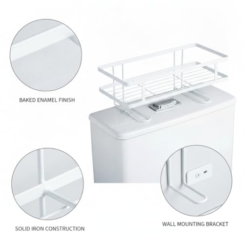 Over Toilet Storage Rack, Iron Bathroom Shelf with Baked Enamel Finish, Wall Mounted Vertical Organizer for Small Bathrooms, 13-Inch Width (1 PC) - color: White