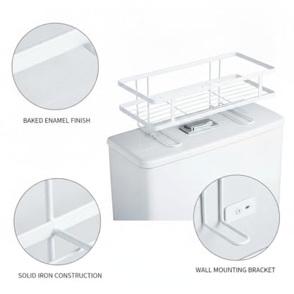 Over Toilet Storage Rack, Iron Bathroom Shelf with Baked Enamel Finish, Wall Mounted Vertical Organizer for Small Bathrooms, 13-Inch Width (1 PC) - color: White
